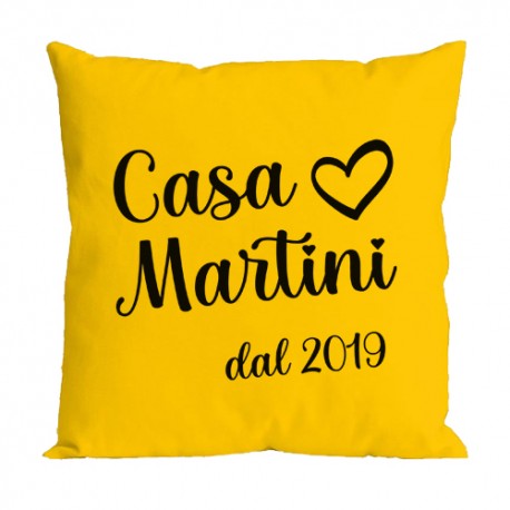 Federa per cuscino gialla 100% cotone Personalizzata con Cognome e Anno! Regalo Natale, anniversario matrimonio, famiglia!