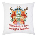 Federa per cuscino Christmas In Love Famiglia, personalizzata con Cognome e Nomi! Renne di Natale! Mamma, papà, 2 figli! 