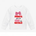 Felpa bimba girocollo Pronta per la cena di Natale! Stampa fiocco rosa, idea regalo divertente natalizia!