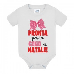  Body neonata Pronta per la cena di Natale! Fiocco rosa fiocchetto elegante, idea regalo divertente per bimba!