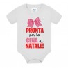 Body neonata Pronta per la cena di Natale! Fiocco rosa fiocchetto elegante, idea regalo divertente per bimba!
