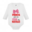 Body neonata manica lunga Pronta per la cena di Natale! Stampa fiocco rosa fiocchetto bimba!
