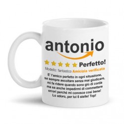 Tazza mug 11 oz Recensione divertente 5 stelle DEDICA PERSONALIZZABILE per AMICO! Scrivi quello che vuoi!