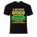 T-shirt maglietta uomo Nuovo ufficio, divano, finalmente in pensione! Personalizzata con data! Regalo divertente pensionamento!