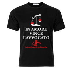 T-shirt maglietta uomo in Amore Vince l'avvocato, Ci Vediamo in Tribunale! Laurea in Legge Giurisprudenza, nera!