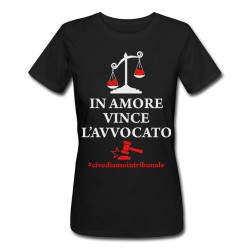 T-shirt maglietta Donna in Amore Vince l'avvocato, Ci Vediamo in Tribunale! Laurea in Legge Giurisprudenza, nera!