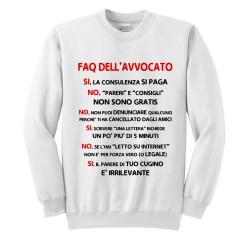 Felpa Girocollo Unisex Uomo e Donna FAQ Avvocato, divertente, cose da non chiedere, Laurea Legge Giurisprudenza!