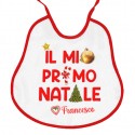 Bavaglino bavetta neonato neonata Il Mio Primo 1° Natale, personalizzato con nome di bimbo o bimba! Bordo rosso!