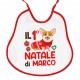 Bavaglino bavetta neonato neonata Primo 1° Natale, personalizzato con nome di bimbo o bimba! Bordo rosso! Cagnolino!