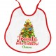 Bavaglino bavetta neonata Trovata sotto l'albero di Natale! Personalizzato con nome di bimba! Bordo rosso!