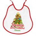 Bavaglino bavetta neonata Trovata sotto l'albero di Natale! Personalizzato con nome di bimba! Bordo rosso!