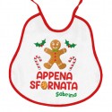 Bavaglino bavetta neonato Appena sfornata, biscotto Natale! Personalizzato con nome di bimba! Bordo rosso!