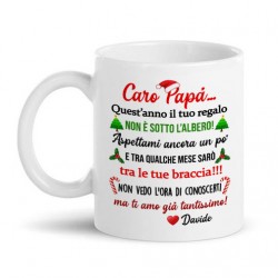 Tazza mug 11 oz Caro futuro papà! Personalizzato con nome bimbo o bimba! Annuncio gravidanza Natale!