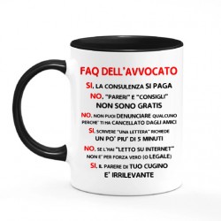 Tazza mug 11 oz color FAQ avvocato, idea regalo divertente per laurea in giurisprudenza legge!