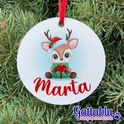 Ornamento rotondo Renna personalizzato con il tuo nome! Personalizza la tua decorazione da appendere all'albero di Natale! 