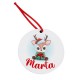 Ornamento rotondo Renna personalizzato con il tuo nome! Personalizza la tua decorazione da appendere all'albero di Natale! 