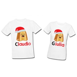 T-shirt Magliette di coppia lui e lei Pandorini di Natale Divertenti Personalizzate con i Vostri Nomi!