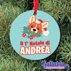 Ornamento rotondo Primo Natale personalizzato con nome di bimbo o bimba! Da appendere all'albero! 