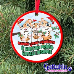 Ornamento rotondo Il nostro Primo Natale insieme! Personalizzato con nome di bimbo o bimba! Da appendere all'albero! 