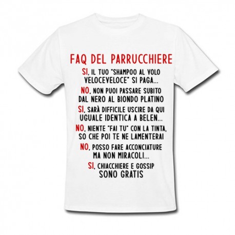 T-Shirt Maglietta Uomo FAQ del Parrucchiere, risposte Divertenti a Domande irritanti, Divertente Idea Regalo Hair Stylist! 