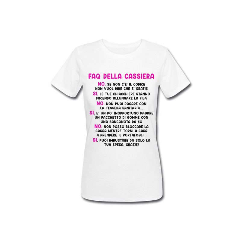 T-Shirt Maglietta Donna FAQ della CASSIERA risposte Divertenti a Domande  irritanti, Divertente Idea Regalo addetta