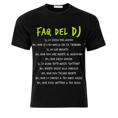 T-Shirt Maglietta Uomo FAQ del DJ risposte Divertenti a Domande irritanti,  Divertente Idea Regalo!