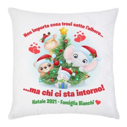 Federa per cuscino Non importa cosa trovi sotto l'albero ma chi! Natale, personalizzata con anno e cognome famiglia!