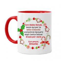 Tazza mug 11 oz color rossa Latte e biscotti per Babbo Natale! Grazie per i doni!