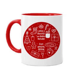 Tazza mug 11 oz color rossa Latte e biscotti a Babbo Natale! PERSONALIZZATA CON NOME!