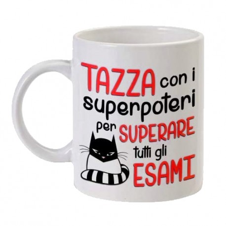 Tazza mug 11 oz Superpoteri per superare tutti gli esami! Scritte rosse!