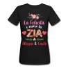 T-Shirt Maglietta Donna Felicità è essere la zia di... PERSONALIZZATA CON NOME o NOMI nipote o nipoti! Nera!