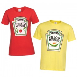 Coppia di T-Shirt Magliette Uomo e Donna Lui e lei Ketchup e Mostarda Divertenti Yummz! Idea Regalo! 
