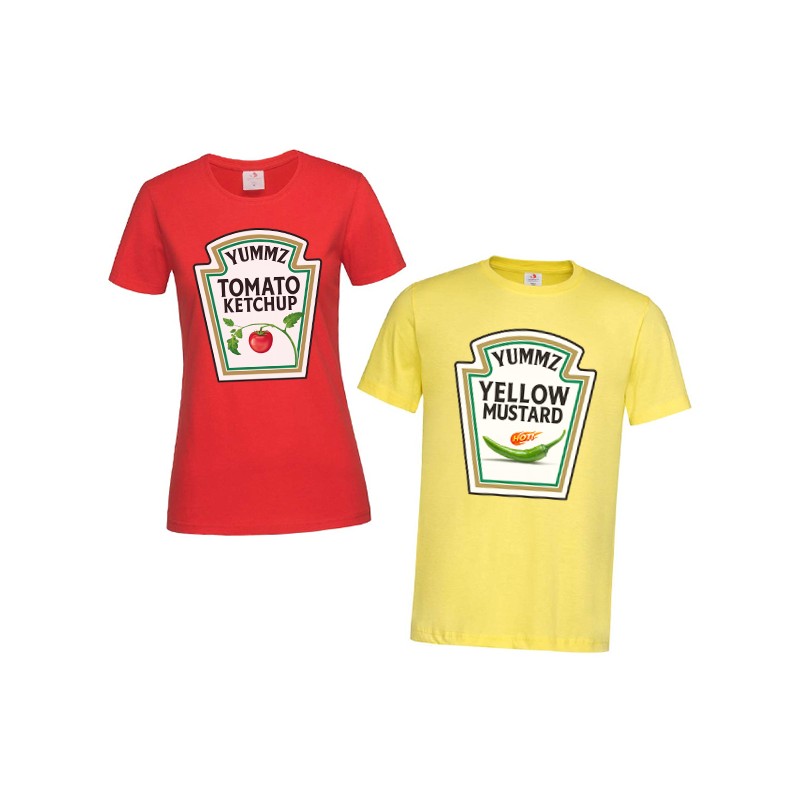 Coppia di T-Shirt Magliette Uomo e Donna Lui e lei Ketchup e Mostarda  Divertenti Yummz! Idea Regalo!