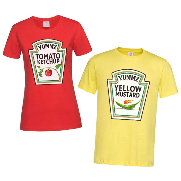 Coppia di T-Shirt Magliette Uomo e Donna Lui e lei Ketchup e Mostarda  Divertenti Yummz! Idea Regalo!