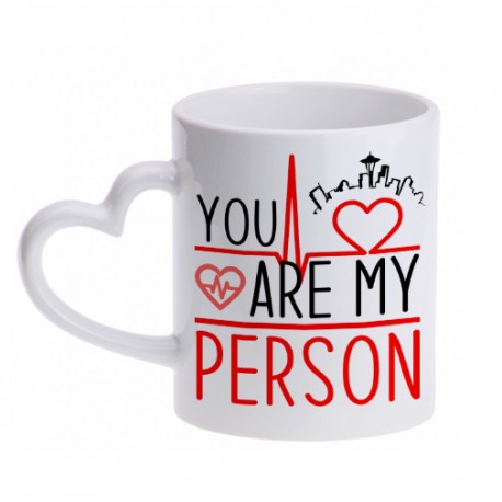 Tazza mug 11 oz You are my person! Sei la mia persona! Elettro anatomy cuore! Manico love!