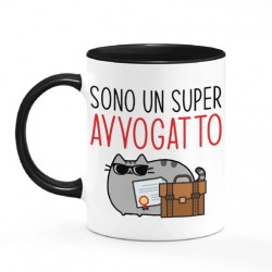 Tazza mug 11 oz Sono un super avvogatto! Gatto avvocato divertente! Color nera!