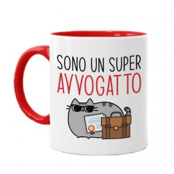 Tazza mug 11 oz Sono un super avvogatto! Gatto avvocato divertente! Color rossa!