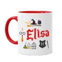  Tazza mug 11 oz color rossa Personalizzata con il nome, maghetto piccolo mago scuola di magia! 