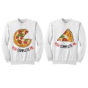  Coppia di Felpe Unisex Uomo Donna Lui lei You Complete Me, Pizza e Fetta! Idea Regalo Romantica o Migliori Amiche Amici! 