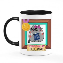  Tazza mug color nera 11 oz Psicologatta dell'anno! Gatta psicologa divertente, idea regalo!