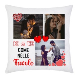 Federa per Cuscino Io e te come nelle favole, collage romantico, personalizzato con vostre foto, San Valentino! 