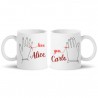  Coppia di tazze mug 11 oz Love you filo rosso del destino personalizzate con i nomi! Regalo romantico amore San Valentino! 