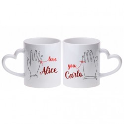 Coppia di tazze cuore 11 oz Love you filo rosso del destino personalizzate con i nomi! Regalo romantico amore San Valentino! 