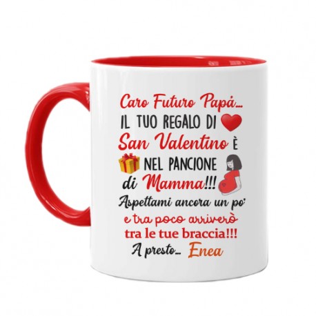 Tazza color Caro futuro papà, il tuo regalo di San Valentino è nel pancione  di mamma!