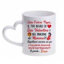 Tazza cuore Caro futuro papà, il tuo regalo di San Valentino è nel pancione di mamma! Personalizzato con nome bimbo o bimba! 