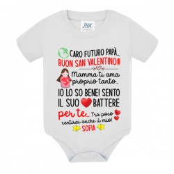 Body Futuro papà buon San Valentino! Mamma ti ama, il suo cuore batte per te! Personalizzato con nome bimbo o bimba! 