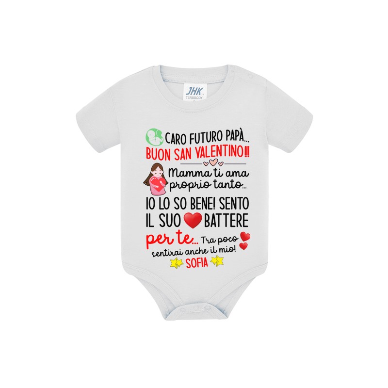 Body Futuro papà buon San Valentino! Mamma ti ama, il suo cuore batte per  te! Personalizzato con nome bimbo o bimba!