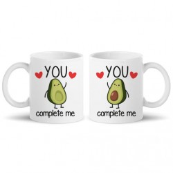  Coppia di tazze mug 11 oz You Complete me avocado kawaii! Regalo romantico amore San Valentino!