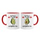  Coppia di tazze color mug 11 oz You Complete me avocado kawaii! Regalo romantico amore San Valentino!