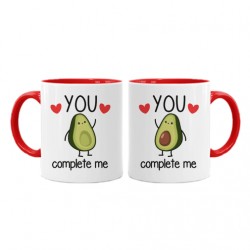  Coppia di tazze color mug 11 oz You Complete me avocado kawaii! Regalo romantico amore San Valentino!